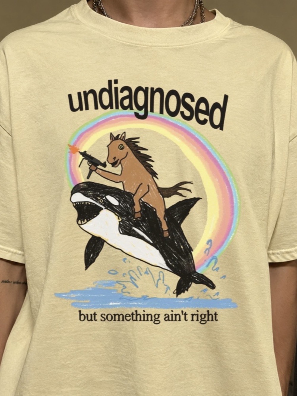 Undiagnosed But Something Ain’t Right  Tee Horse With Orca Whale Graphic